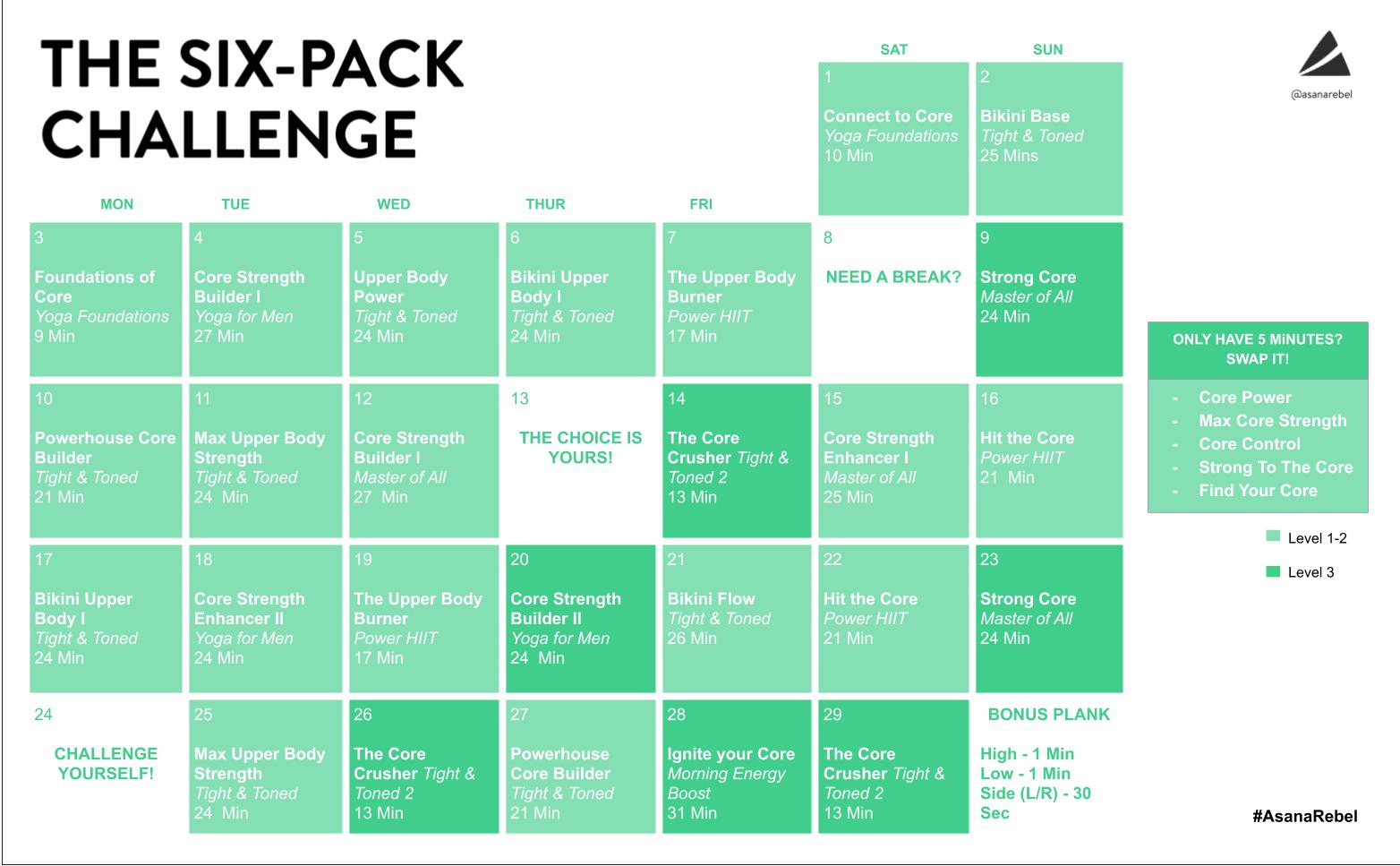 6 week six pack challenge sale